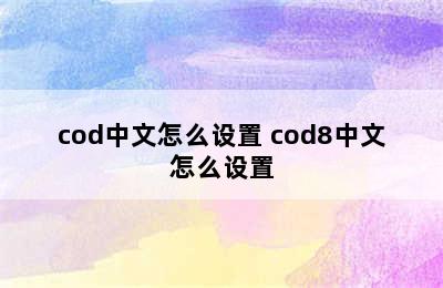 cod中文怎么设置 cod8中文怎么设置